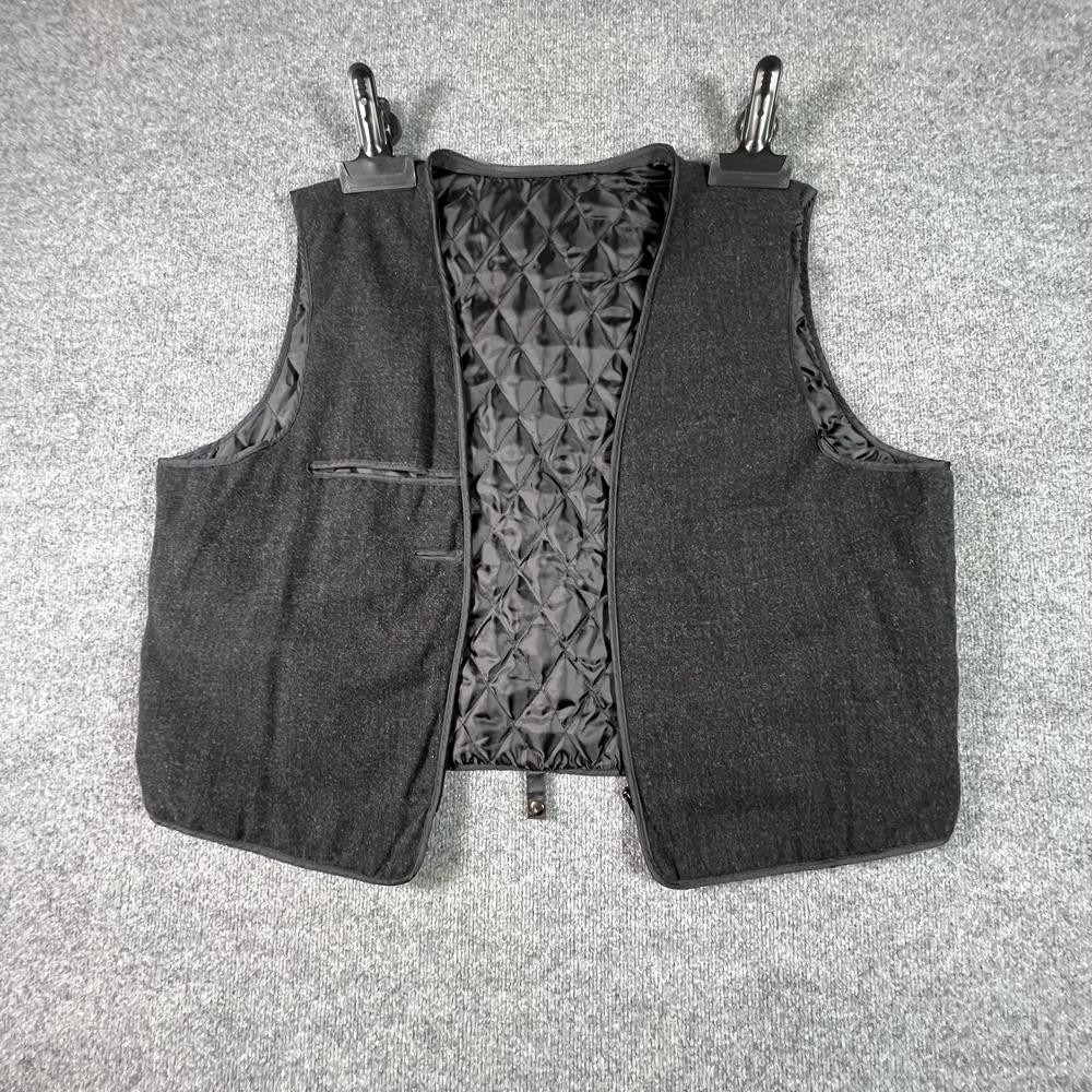 Harley Davidson Motorcycle Liner Vest Mens 2XL Black Leather Wool Zip Up